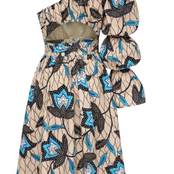 Autumn Adeigbo Trixie Asymmetric Printed Cotton Knee-Length Dress - Picture 4 of 5